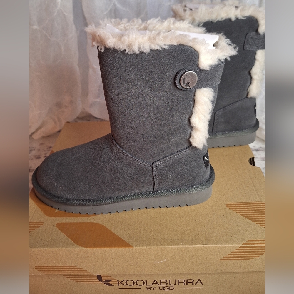 Koolaburra by UGG Gray W Jordina Short Boots with Fur Trim Size 5